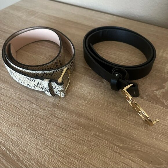 H&M Belt Bundle – Black & Snakeskin Gold Buckle Belts – Size Small - Picture 1 of 4